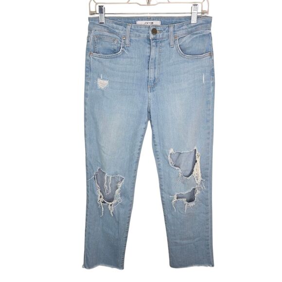 Joe's Jeans High Rise Straight Ripped Crop Denim Jeans Size 27 - Picture 1 of 7